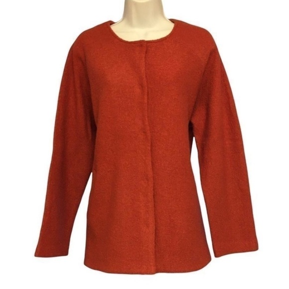 Nwot Cynthia Rowley Wool Button Up Walking Coat Jacket Burnt Orange L - Picture 1 of 14